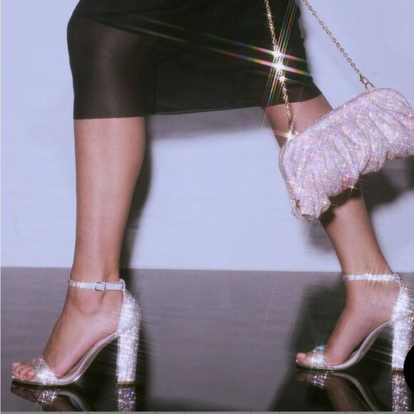 FOREVER RHINESTONE EMBELLISHMENTS BLOCK HEEL SANDAL - Picture 1 of 16